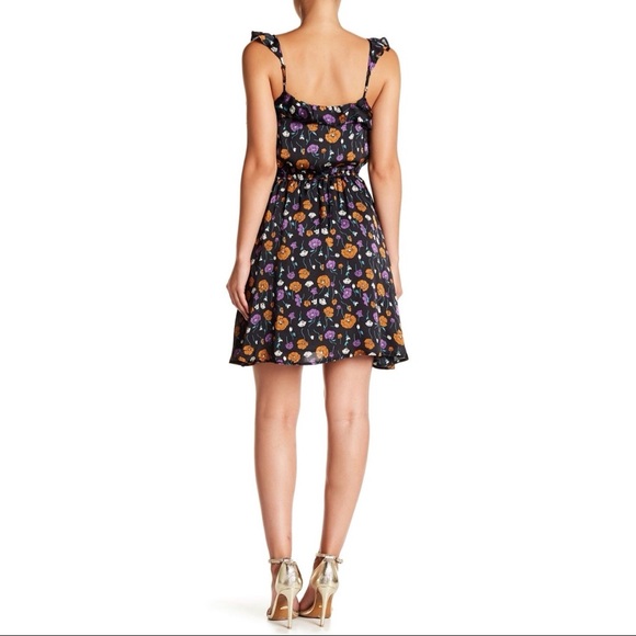 J.O.A. Floral Satin Mini Dress in Black Multi - Picture 3 of 6